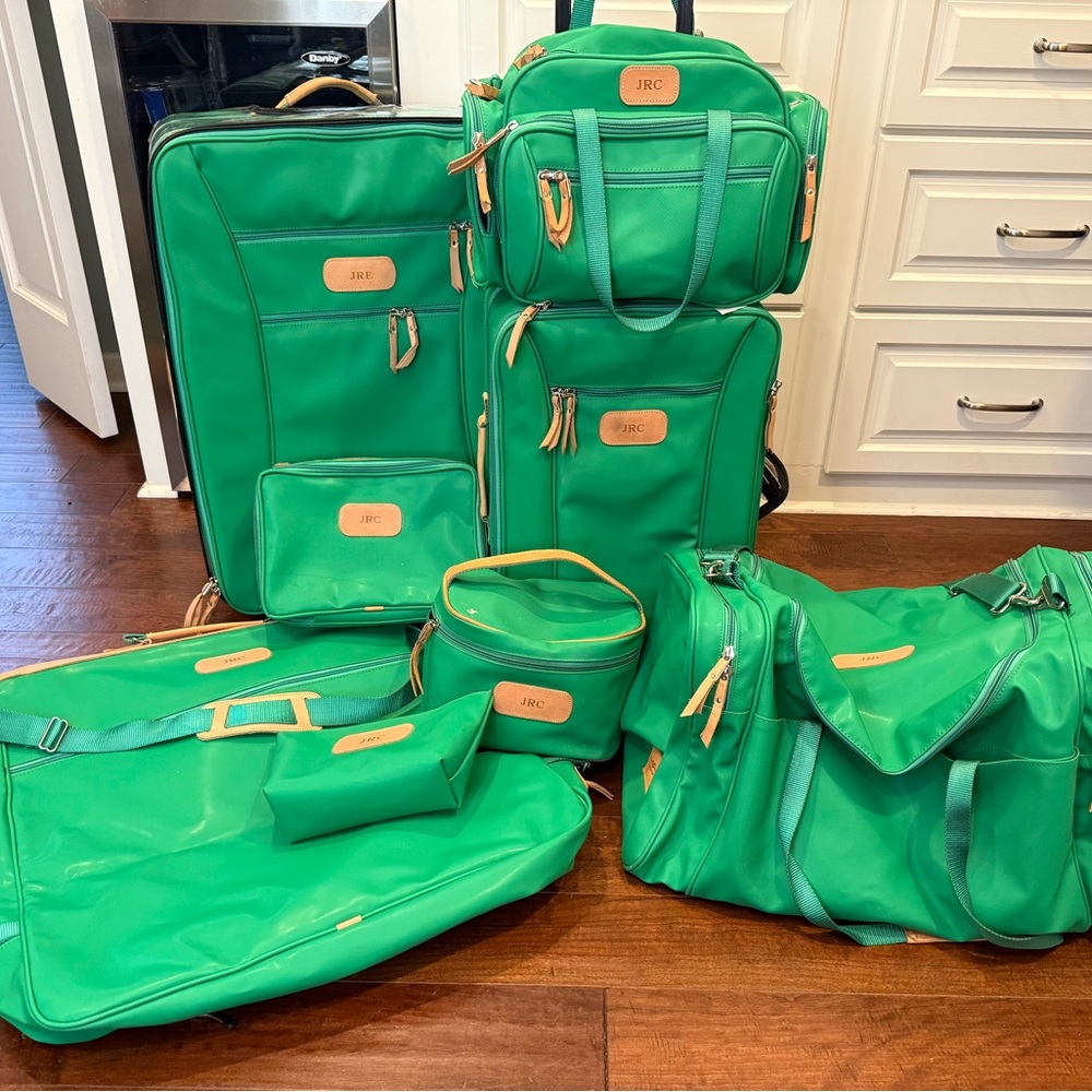 Jon Hart Kelly Green Luggage Set with Monogram